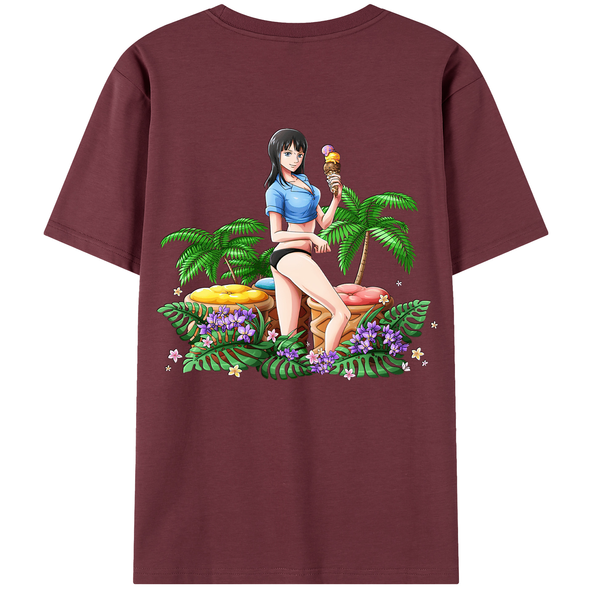 ワンピース ニコ・ロビン ONE PIECE Nico Robin 綿100％半袖Tシャツ（背面プリント）